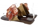 Dámske béžové papuče na šľapkách s klinovým podpätkom - 4