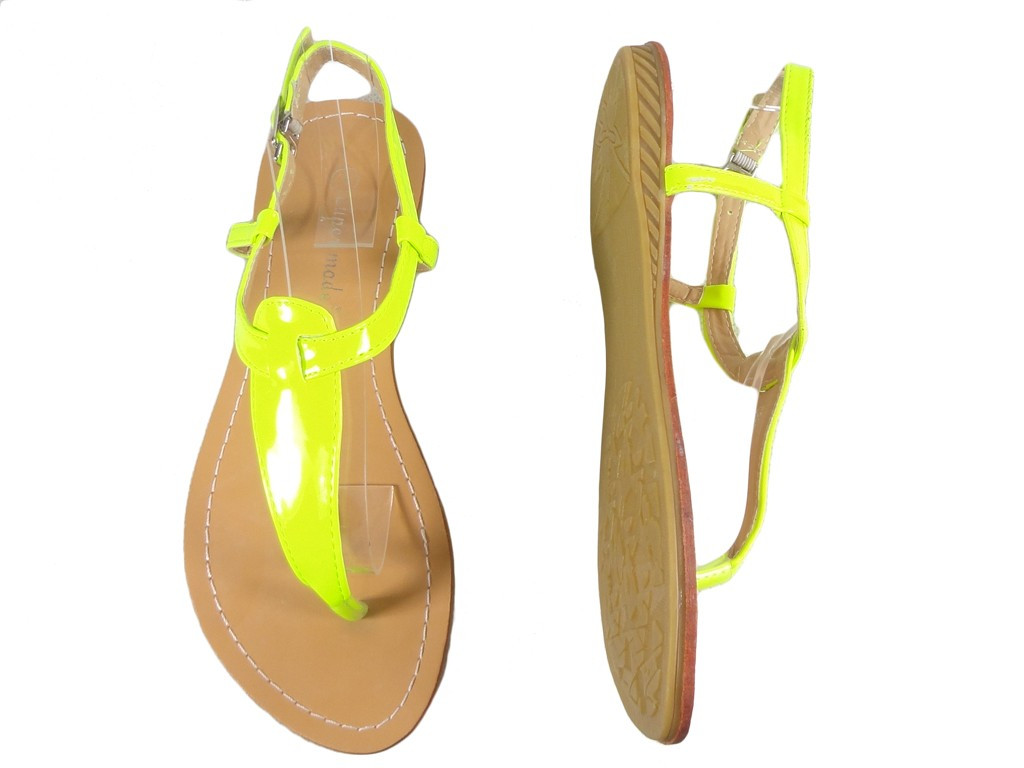 Neon sárga női szandál öko bőr papucs - 2
