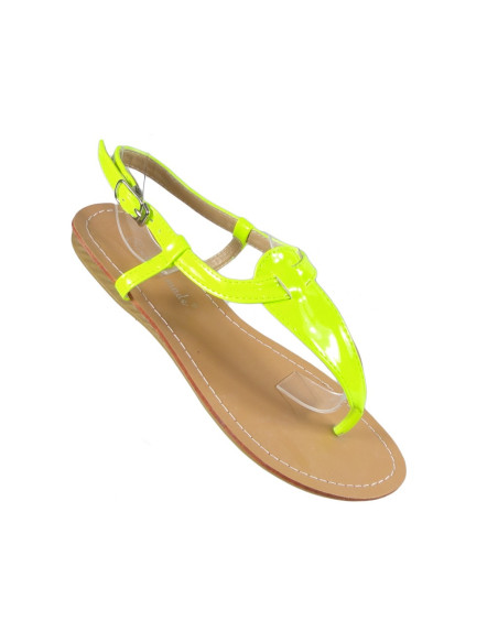 Neon sárga női szandál öko bőr papucs - 3