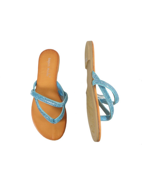 Flache blaue Flip-Flops mit Zirkon-Flip-Flops - 2