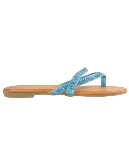 Flache blaue Flip-Flops mit Zirkon-Flip-Flops - 1