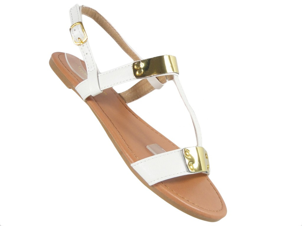 Białe sandały damskie płaskie buty - 3