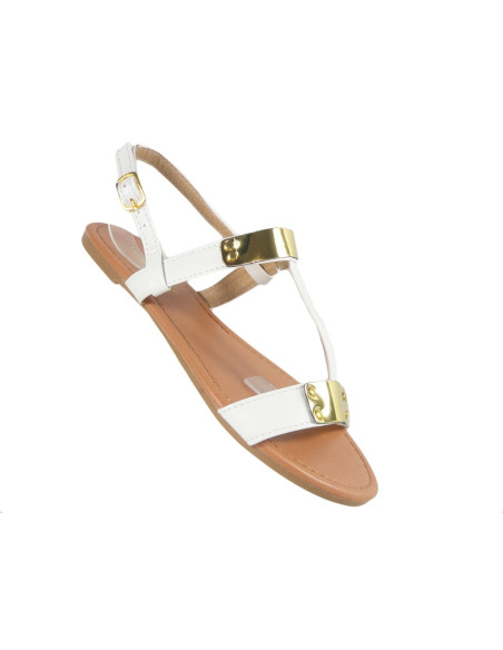Sandales blanches pour femmes - bottes plates - 3