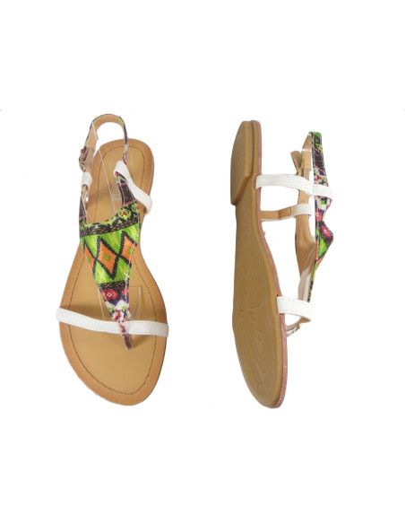 Białe sandały damskie płaskie buty japonki - 2