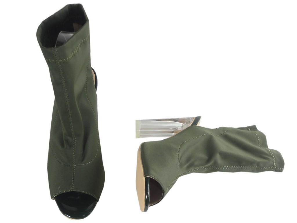 Sieviešu olīvu zaļi vasaras zābaki ar atvērtu papēdi - 2