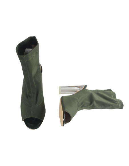 Olivgrüne Sommerstiefel für Damen mit offenem Absatz - 2
