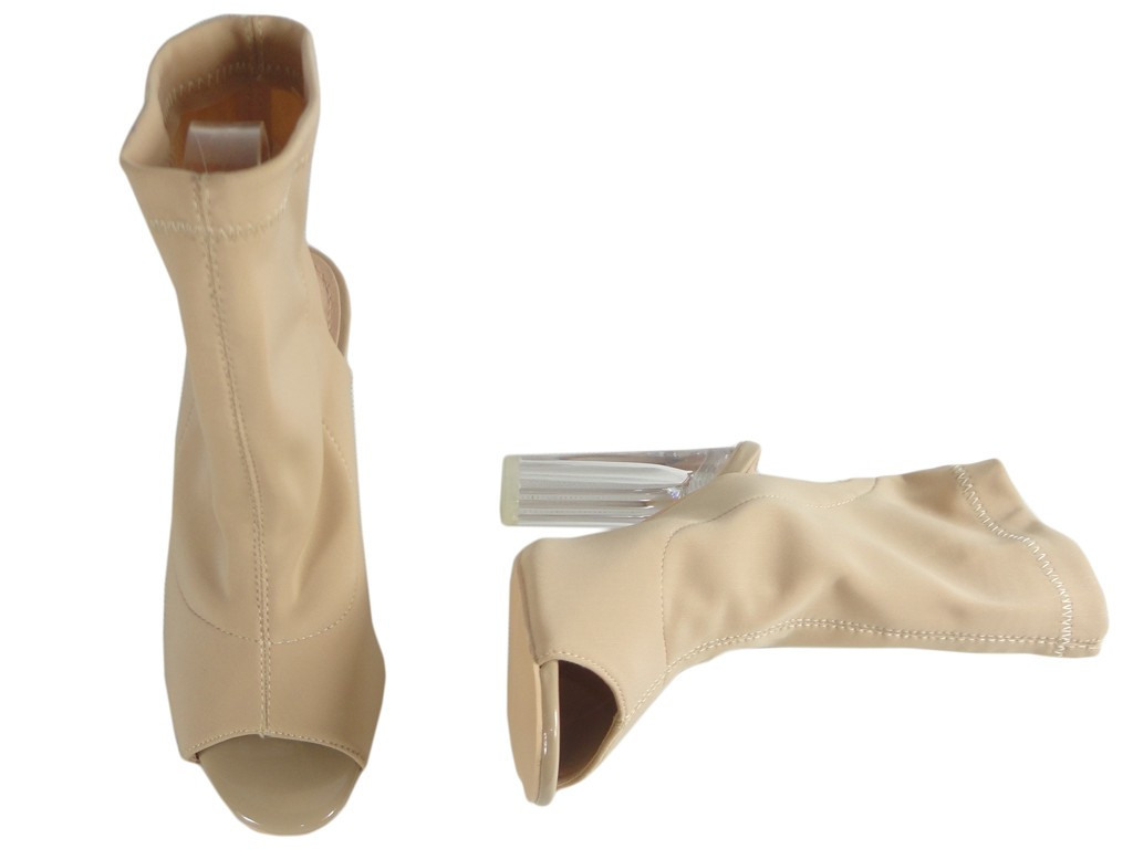 Bottes d'été beiges à talon ouvert pour femmes - 2