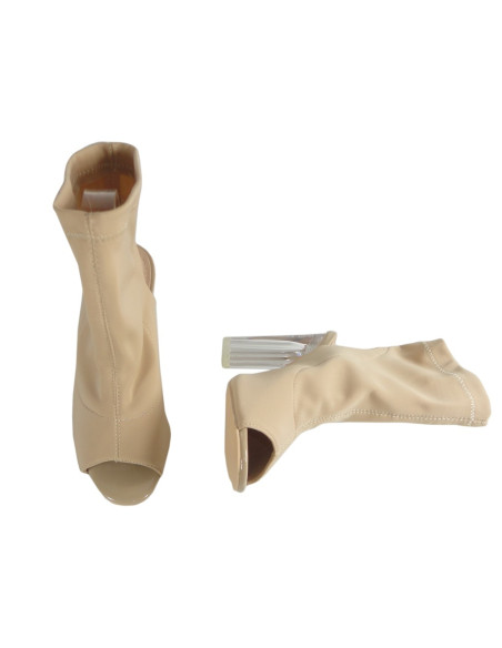 Beigefarbener Damen-Sommerstiefel mit offenem Absatz - 2