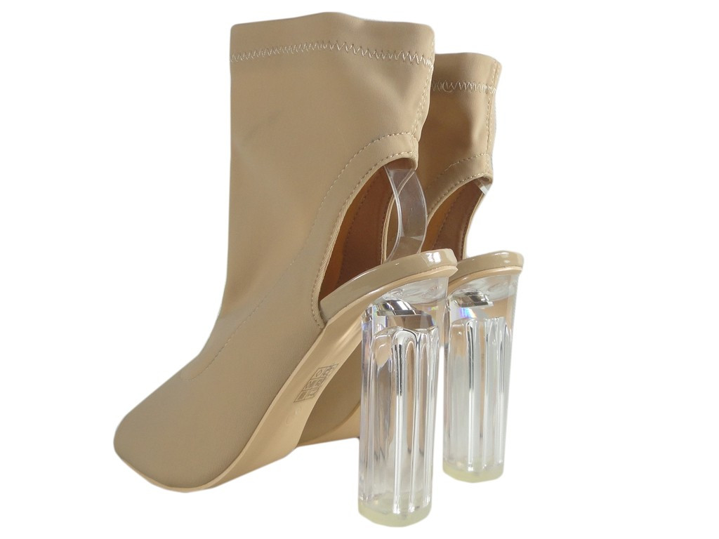 Bottes d'été beiges à talon ouvert pour femmes - 4