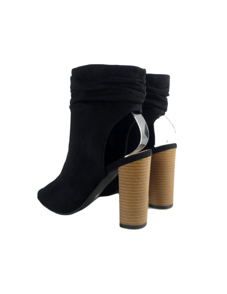 Black suede summer suede boots with open heel - 4