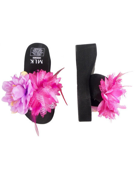 Black ladies' flip-flops with feather anchors - 2