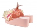 Dámské růžové růžové pantofle s klínovým podpatkem s peřím - 4