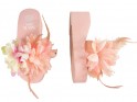 Dámské růžové růžové pantofle s klínovým podpatkem s peřím - 2