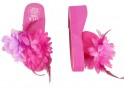 Dámske ružové klinové papuče s pierkami - 2