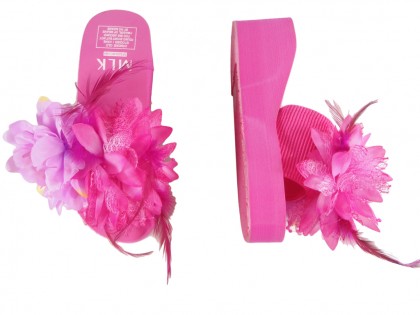 Pink flip-flops for women with feather anchors - 2