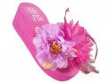 Dámske ružové klinové papuče s pierkami - 3