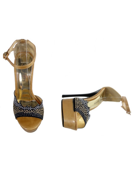 Sieviešu zelta platformas stilettos sandales - 2