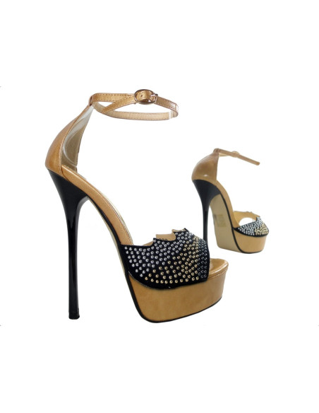 Golden pins on the platform ladies' sandals - 3