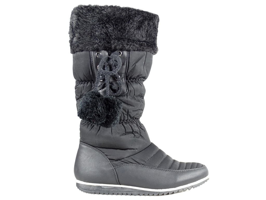 Bottes plates noires isolées pour femmes - 1