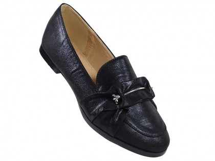 Black moccasins flat women's shoes - 3