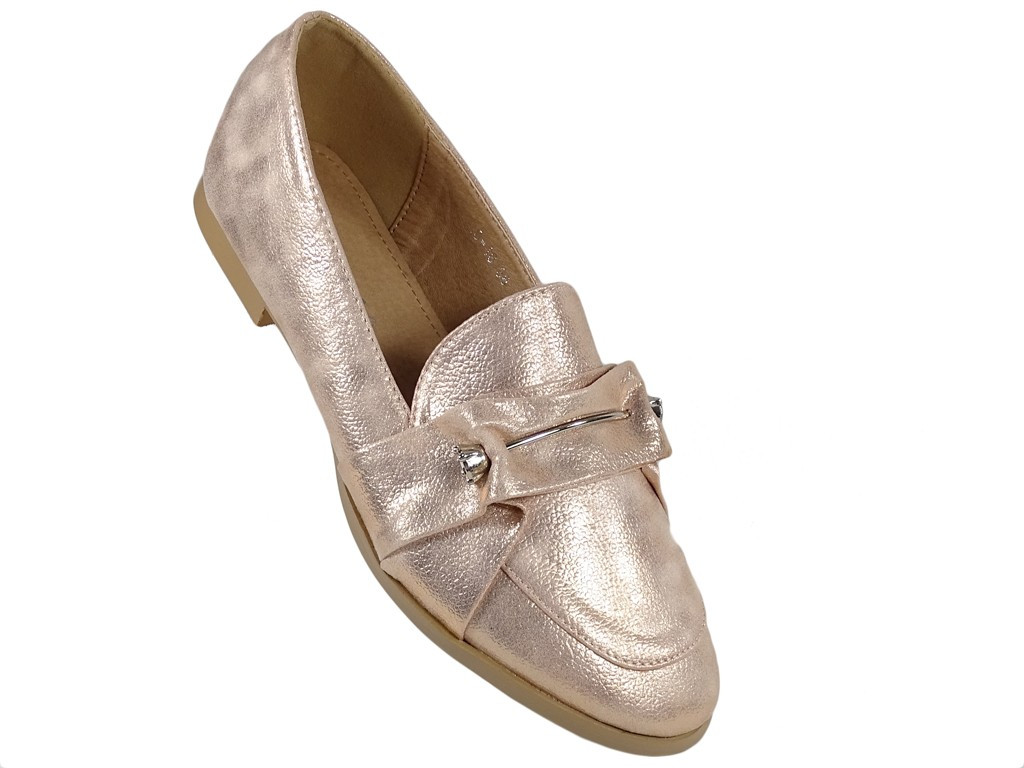Golden flat moccasin ladies boots eco leather - 3