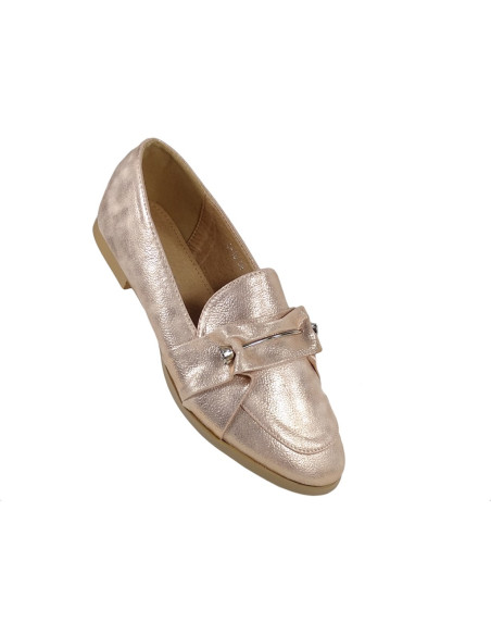 Złote płaskie buty mokasyny damskie eko skóra - 3