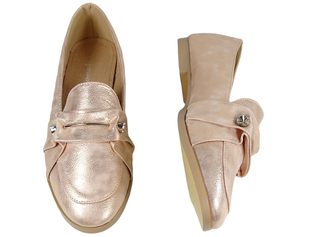 Golden flat moccasin ladies boots eco leather - 2