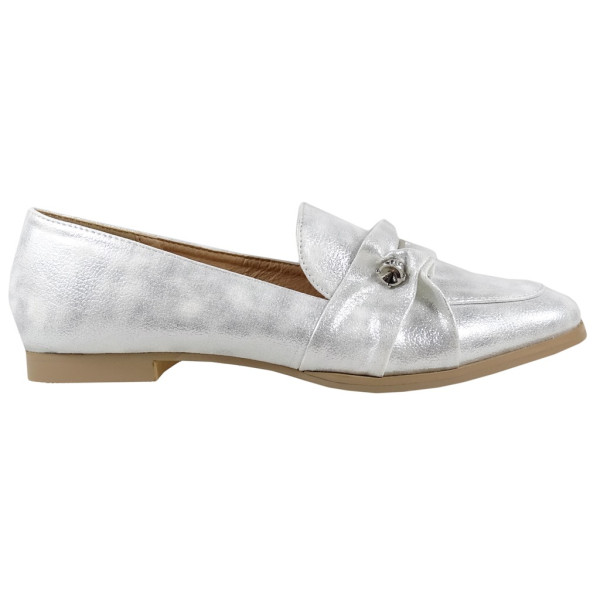 Mocassins en argent chaussures plates pour femmes - 1