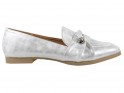 Silver moccasins flat women's shoes - 1