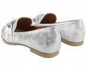 Silver moccasins flat women's shoes - 4