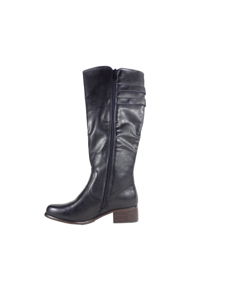 Bottes plates noires pour femmes, confortables en cuir - 4