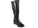 Black ladies' flat boots comfortable in leather - 3