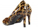 Klasické ihlové topánky s leopardím vzorom, lakované - 4