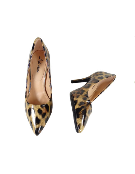 Klassische High Heels lackierte Leopardenschuhe - 2