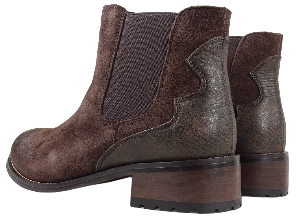 Leather boots brown ladies' daggers - 4