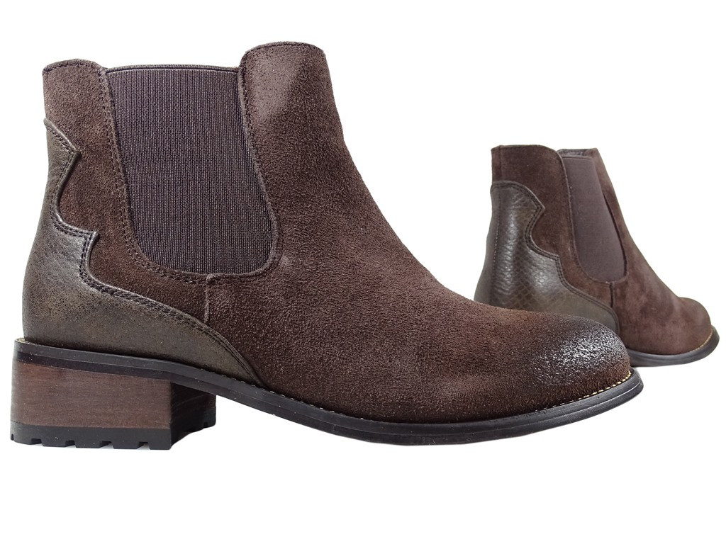 Sztyblety buty brązowe damskie zamszowe
