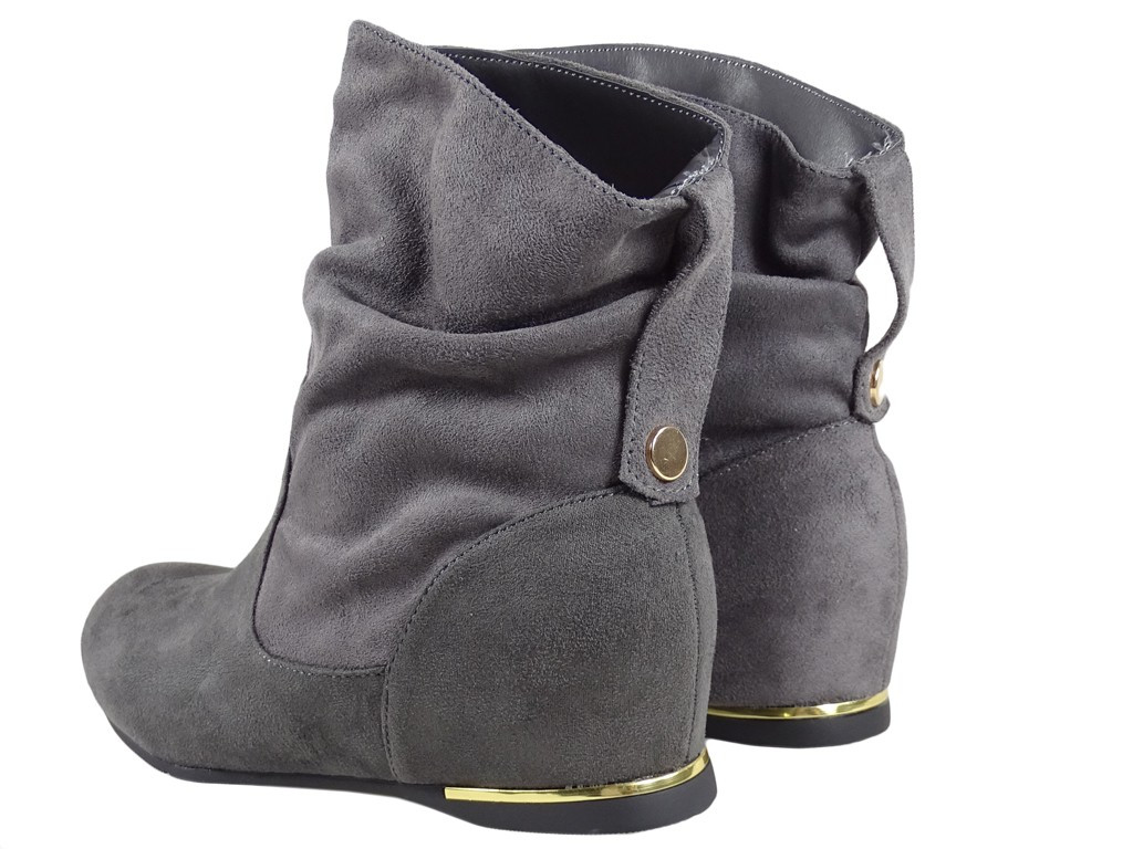 Graue Stiefeletten flache Schuhe für den Knöchel - 4