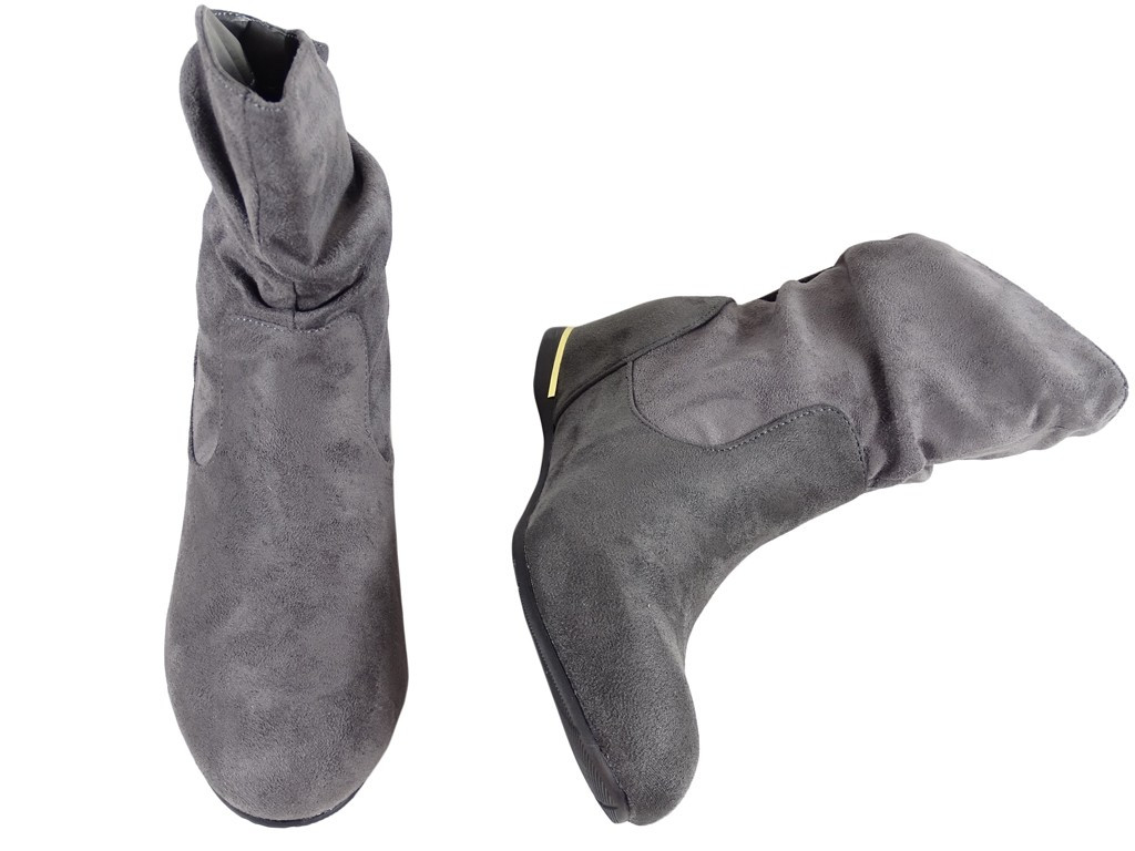 Graue Stiefeletten flache Schuhe für den Knöchel - 5