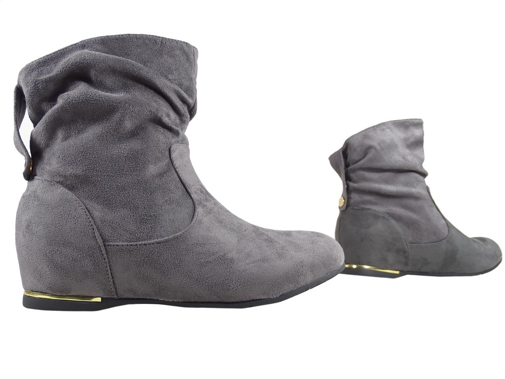 Szare botki płaskie buty damskie za kostkę - 3