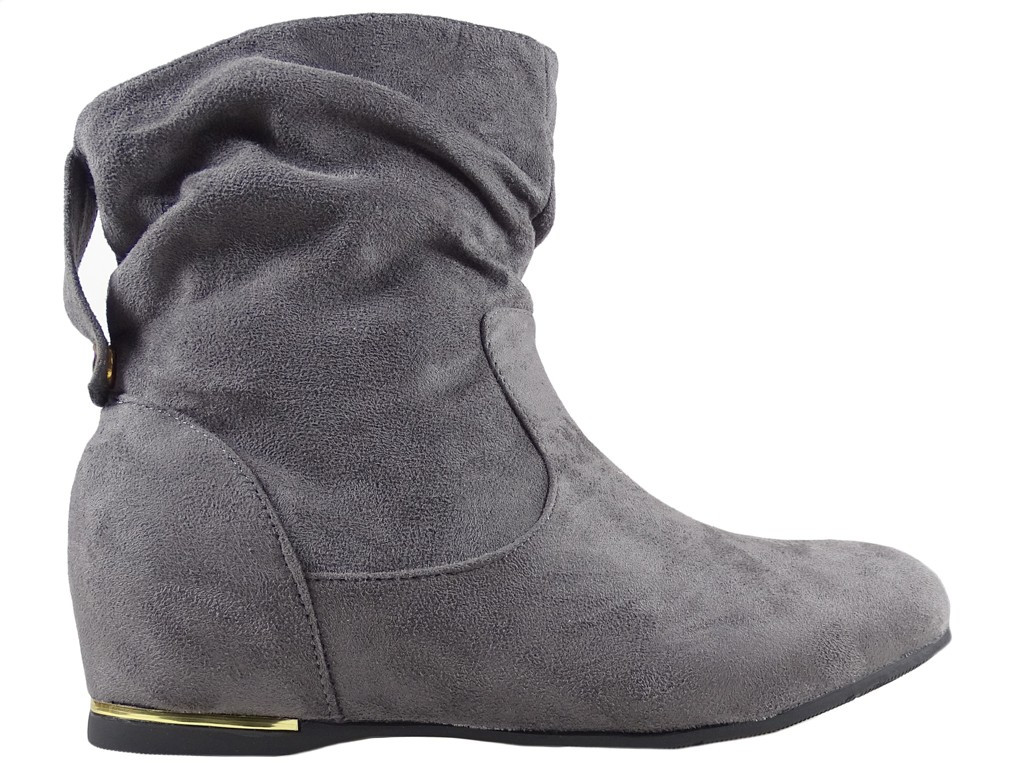 Grey women's flat boots for the ankle - 1