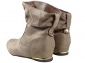 Flat women's ankle boots beige boots - 5