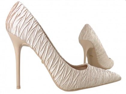 Pantofi cu toc înalt de aur pantofi de nuntă pentru femei - 3