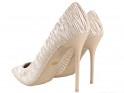 Zlaté topánky na vysokom podpätku dámske svadobné topánky - 4