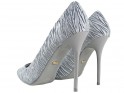 Атласні сірі туфлі на шпильках модні жіночі туфлі - 4