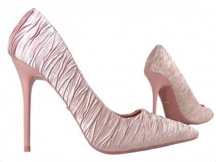 Rózsaszín magas sarkú cipő női esküvői cipő - 3