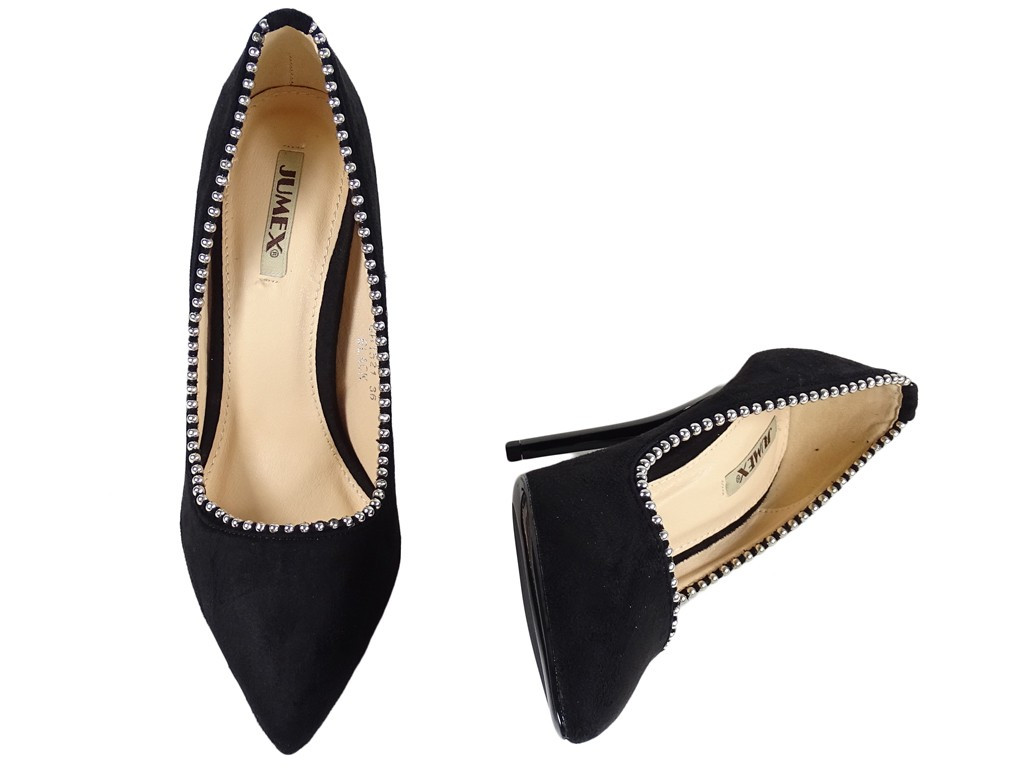Sieviešu melni zamšādas stiletto kurpes - 2