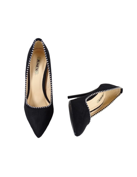 Schwarze Damenschuhe mit Wildleder-High-Heels - 2