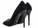 Női fekete velúr cipő, magas sarkú cipővel - 4