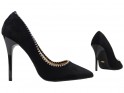 Női fekete velúr cipő, magas sarkú cipővel - 3