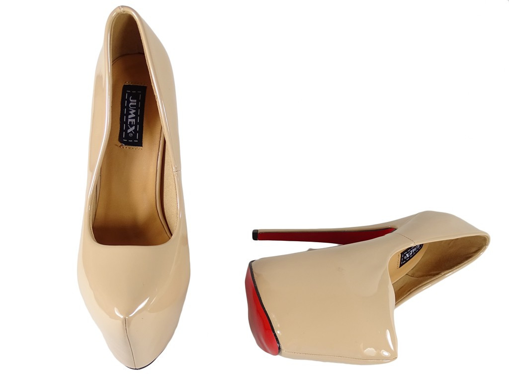 Beżowe szpilki wysokie szpilki High Heels - 2